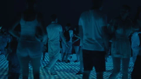 Visitors on Greeting to the Sun Light Installation at Night 스톡 동영상 340451874