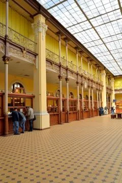 Visitors at the information Windows of the post office in Petersburg on a Sun Stock Photos