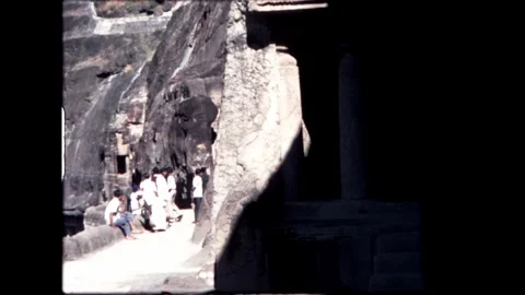 Visitors Inside Ajanta Caves Stock Footage 277976417