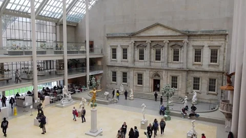 Visitors inside the MET Metropolitan Museum Stock Footage 291962698