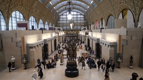 Visitors Inside Musee D'orsay, Museum In Paris, France Stock Footage 100893458