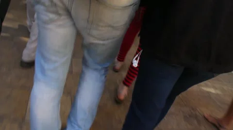 Visitors leave restaurant after reports of  suspicious object found on  street Stock Footage 44420751