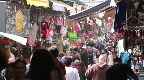 Visitors in a market Stock Footage 35747336