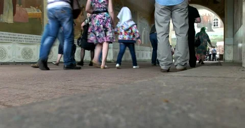 Visitors of the monastery includes the main gate Video stock 67696433