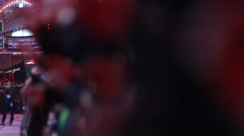 Visitors mourning for Imam Hussein inside Hussein's shrine, Karbala, Iraq 759 Stock Footage 45158652