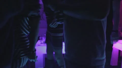 Visitors of night club are dancing on the dance floor during the party Stock Footage