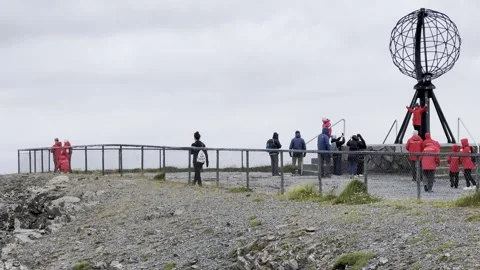 Visitors at Nordkapp Stock Footage 340338925