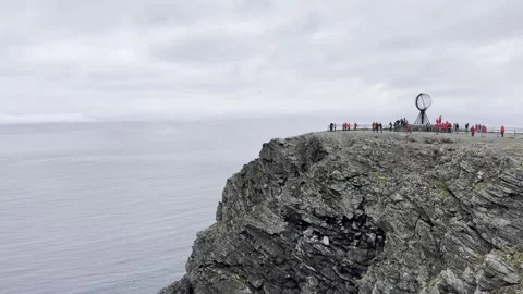 Visitors at Nordkapp Stock Footage 340339274