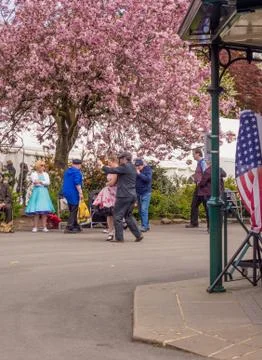 Visitors participating in the war time type tea dancing Stock Photos