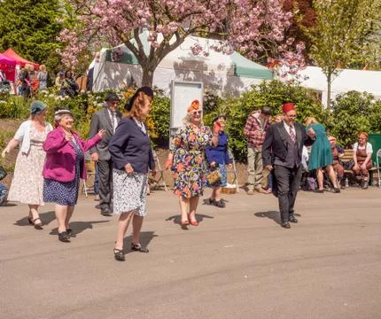 Visitors participating in the war time type tea dancing Stock Photos