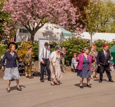 Visitors participating in the war time type tea dancing Stock Photos