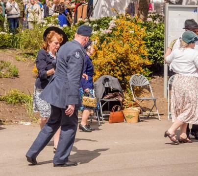Visitors participating in the war time type tea dancing Stock Photos