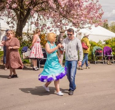 Visitors participating in the war time type tea dancing Stock Photos