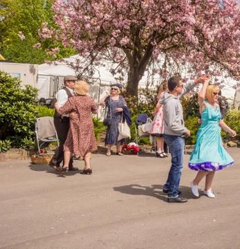Visitors participating in the war time type tea dancing Stock Photos