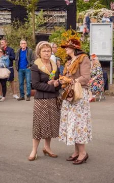 Visitors participating in the war time type tea dancing Stock Photos