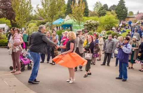 Visitors participating in the war time type tea dancing Stock Photos