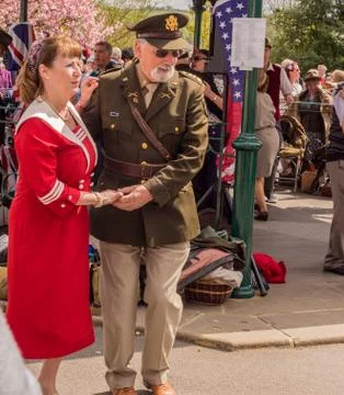 Visitors participating in the war time type tea dancing Stock Photos