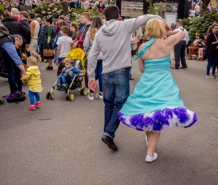 Visitors participating in the war time type tea dancing Stock Photos