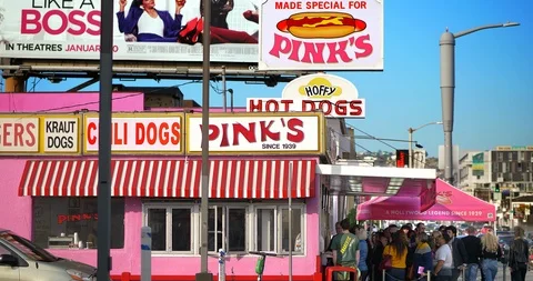 Visitors at the Pink's Hot Dogs Stock Video Pond5