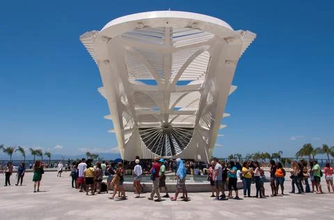 Visitors in Queue at Museum of Tomorrow 스톡 사진