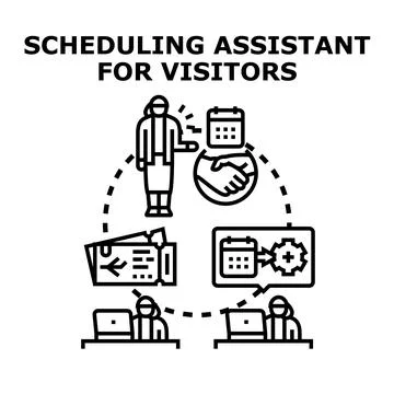 Visitors scheduling assistant managing appointment bookings Stock Illustration