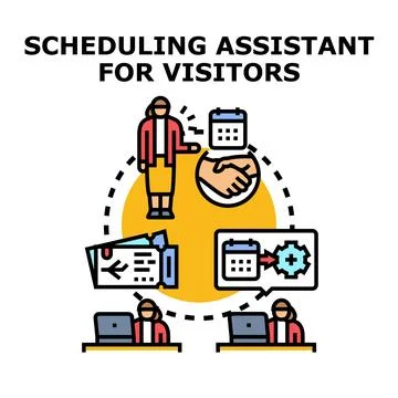 Visitors scheduling assistant managing appointment bookings Stock Illustration