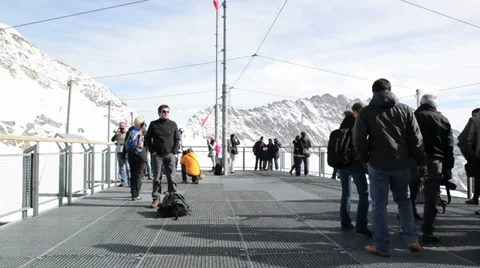 Visitors at the summit of Junfraujoch in the Swiss Alps Stock Footage 32312876