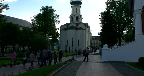 Visitors to the Temple complex on the territory of the monastery Stock Footage 67696837