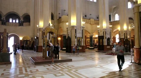 Visitors of Tsminda Sameba Cathedral  in Tbilisi Stock Footage 49961710