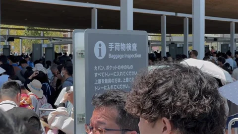 Visitors Undergo Security Check at Expo 2025 Osaka Entrance Stock Footage 322557574
