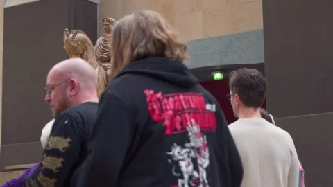 Visitors Viewing Equestrian Statue of Napoleon I as Roman Emperor by Stock Footage 339933485