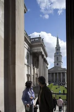 Visitors Viewing Saint Martin in the Fields at the National Gallery Stock Photos