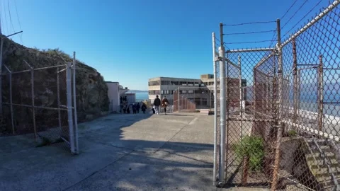 Visitors Walking Along Path on Alcatraz Island – Editorial 4K Stock Footage 327765965