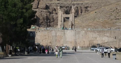 Visitors Walking to Gate of All Nations Persepolis Iran Stock Footage 320461151