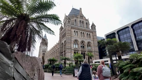 Visitors walking through the Evolution Garden at the Natural History Museum in Vidéo 331193306