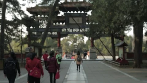 Visitors Walking Toward Historic Gate at Summer Palace Beijing China Stock Footage 341782234