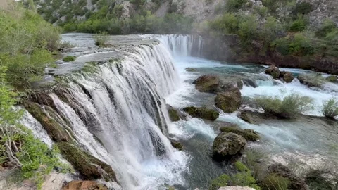 Visoki buk waterfall on the Zrmanja river (Velebit Nature Park, Croatia) Stock Footage 297828399