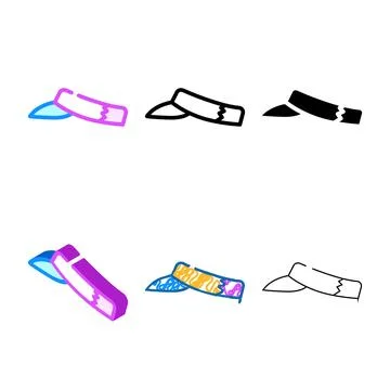 Visor hat cap color icon pack vector Stock Illustration