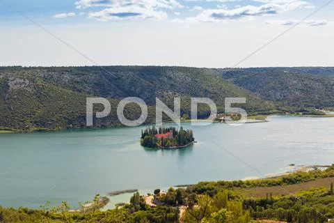 Visovac monastery in The Krka National park, Croatia Stock Photos