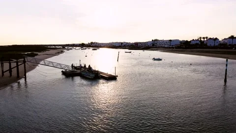 Vista aérea de cais ria Formosa. Video stock 147405978