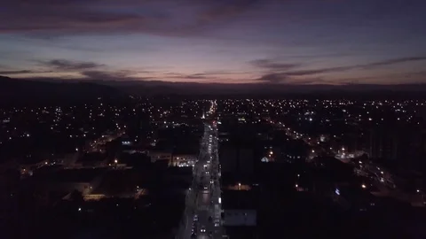 Vista aérea noite em Sombrio, Santa Catarina, Brasil Stock Footage