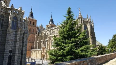 Vista de edificios importantes en Astorga, León, España Stock Photos