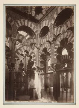 Vista interior del Mihrab o Santuario de la Mezquita. Artist: Juan Laurent... Stock Photos
