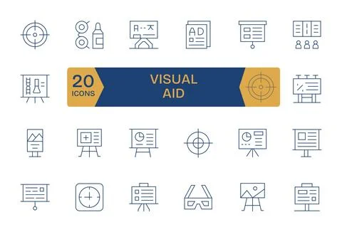 Visual Aid Digital Vector Pack containing 24 Grid Fitted Thin Line Retina R.. Stock Illustration