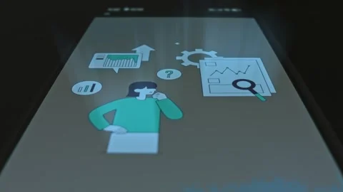 Visual analytics themed graphic presentation on smartphone Stock Footage 303631578