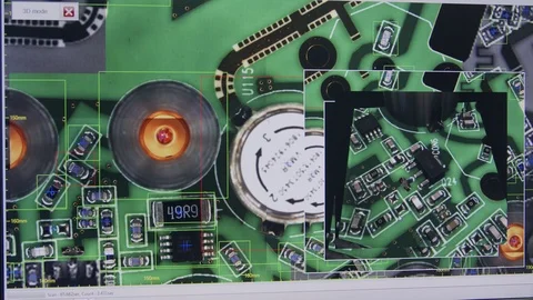 Visual and 3D inspection of a computer circuit board using laser scanning Stock Footage 98754380