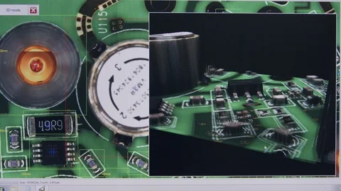 Visual and 3D inspection of a computer circuit board using laser scanning Stock Footage 98754764