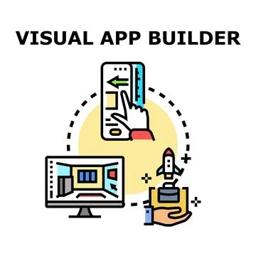 Visual app builder developing mobile software interface rapidly Ilustração Stock