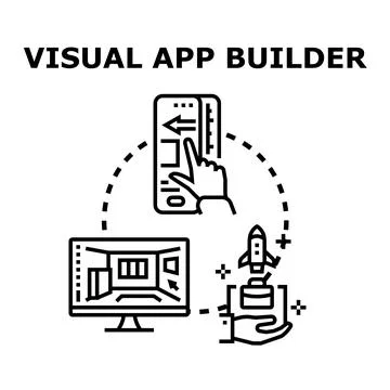 Visual app builder developing mobile software interface rapidly 库存插图
