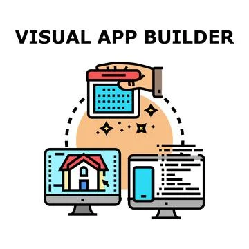 Visual app builder developing software application design 库存插图